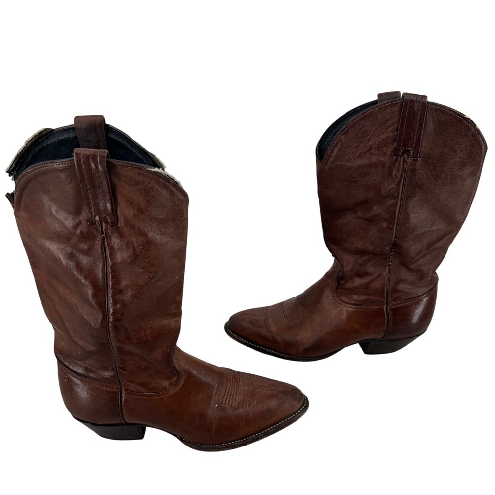 Tony Lama VTG 90s Women's Brown Leather Western Cowboy Boots 1013 L Size 8 B